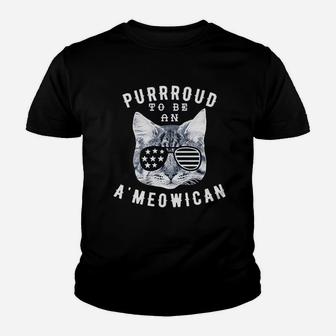 Purroud To Be An Ameowican Youth T-shirt | Crazezy UK