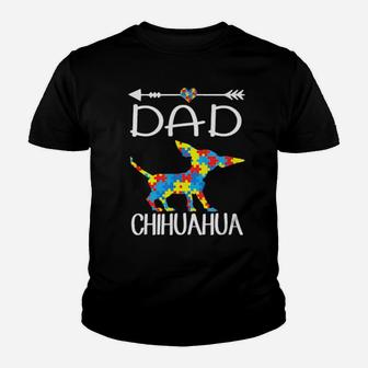 Puzzle Heart Dad Chihuahua Autism Awareness Youth T-shirt - Monsterry UK