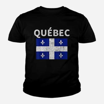 Québec Quebec Quebecois Flag Canada Vintage Retro Youth T-shirt | Crazezy