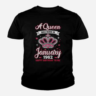 Queens Are Born In January 1982 Gift 39Th Birthday Gift Youth T-shirt | Crazezy