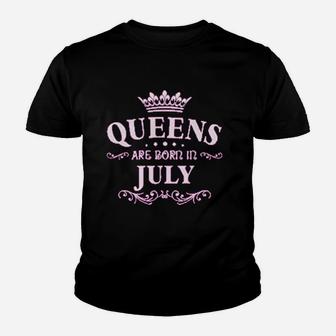 Queens Are Born In July Youth T-shirt | Crazezy