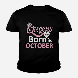 Queens Are Born In October Youth T-shirt | Crazezy