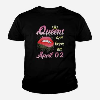 Queens Are Born On April 02 Youth T-shirt - Monsterry UK