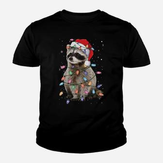 Raccoon Christmas Tree Lights Pajama Racoon Lover Xmas Gift Sweatshirt Youth T-shirt | Crazezy AU