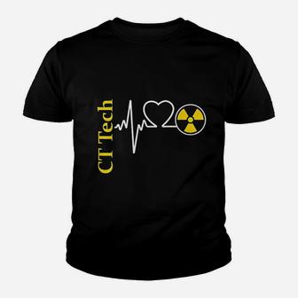 Radiology Ct Tech Nuclear Radiation Heartbeat Youth T-shirt | Crazezy CA