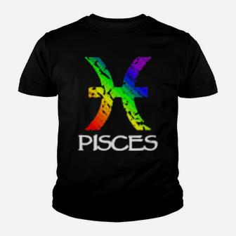 Rainbow Gay Pride Zodiac Pisces Youth T-shirt - Monsterry