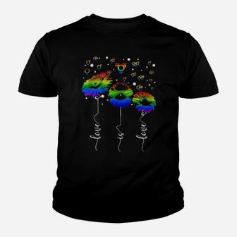 Rainbow Lgbt Flower Love Is Love Youth T-shirt - Monsterry UK