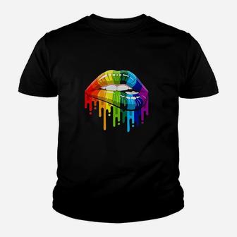Rainbow Lip Bite Drip Youth T-shirt | Crazezy DE