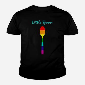 Rainbow Little Spoon Big Spoon Matching Gay Couple Shirts Youth T-shirt | Crazezy