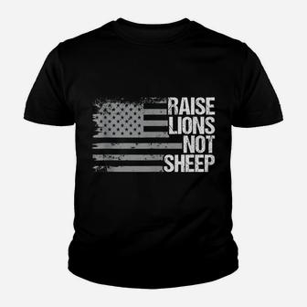 Raise Lions Not Sheep - American Patriot - Patriotic Lion Youth T-shirt | Crazezy CA