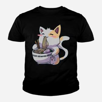 Ramen Cat Tshirt Kawaii Anime Tee Japanese Gift Youth T-shirt | Crazezy