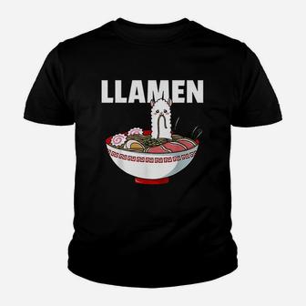 Ramen Llama Noodle Llamen Japanese Bowl Cup Miso Youth T-shirt | Crazezy AU