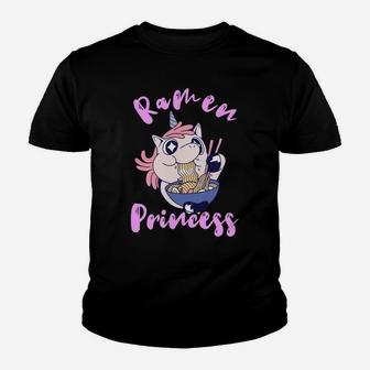 Ramen Princess Cute Unicorn Foodie Japanese Noodles Soup Youth T-shirt | Crazezy