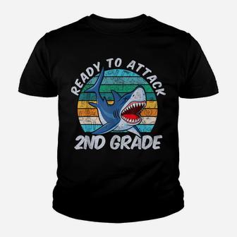 Ready To Attack 2Nd Grade Shark Gift 100 Days Of School Youth T-shirt | Crazezy UK