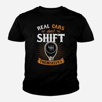 Real Cars Don't Shift Themselves Vintage Classic Car Gift Youth T-shirt | Crazezy DE