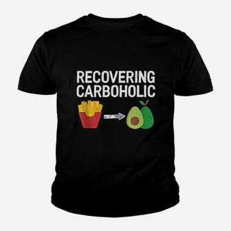 Recovering Carboholic Keto Ketogenic Youth T-shirt | Crazezy