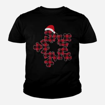 Red & Black Christmas Buffalo Plaid Snowflakes Santa Hat Youth T-shirt | Crazezy AU