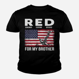 Red For My Brother American Soldiers Support Red Friday Youth T-shirt | Crazezy