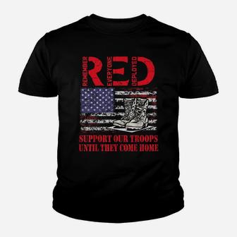 Red Friday Military Support Our Troops Us Flag Army Navy Youth T-shirt | Crazezy