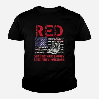 Red Friday Military Support Our Troops Us Flag Army Navy Youth T-shirt | Crazezy CA