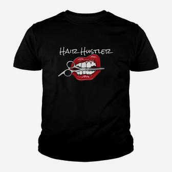 Red Lips With Hairdresser Scissors Cool Hair Youth T-shirt | Crazezy UK