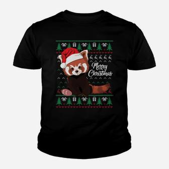 Red Panda Christmas Ugly Sweater Merry Xmas Pajamas Gift Sweatshirt Youth T-shirt | Crazezy