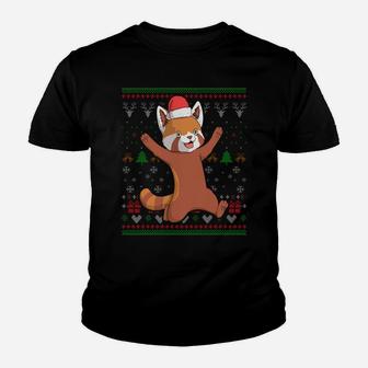 Red Panda Santa Claus Ugly Christmas Pattern X-Mas Holiday Sweatshirt Youth T-shirt | Crazezy