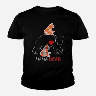 Red Plaid Flannel Bear Mama Proud Mom Family Matching Pajama Youth T-shirt | Crazezy CA