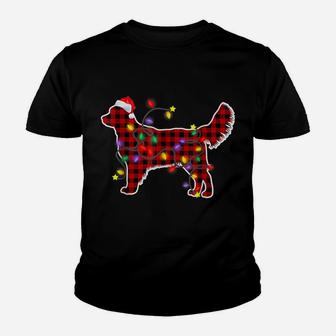 Red Plaid Golden Retriever Christmas Pajamas Family Dog Xmas Youth T-shirt | Crazezy