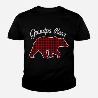 Red Plaid Grandpa Bear Matching Christmas Pajama Family Youth T-shirt | Crazezy