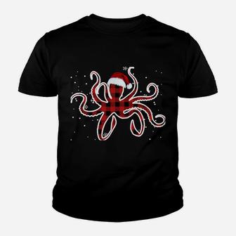 Red Plaid Octopus Pajama Family Buffalo Christmas Sweatshirt Youth T-shirt | Crazezy UK