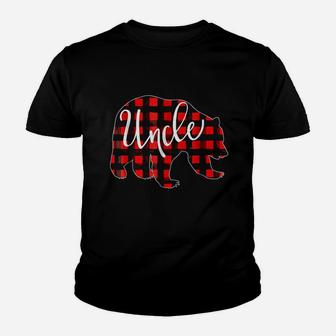 Red Plaid Uncle Bear Matching Pajama Family Buffalo Youth T-shirt | Crazezy CA