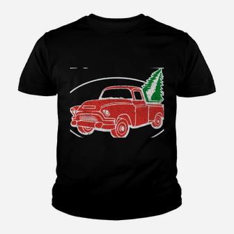 Red Truck Christmas Tree Vintage Sweater - Xmas Sweatshirt Sweatshirt Youth T-shirt | Crazezy AU