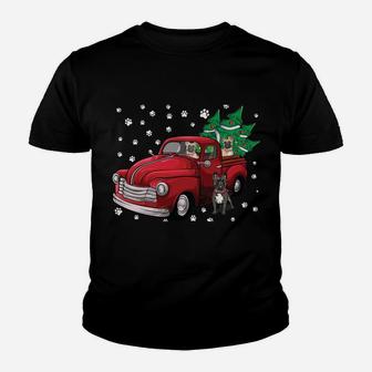 Red Truck Merry Christmas Tree French Bulldog Christmas Sweatshirt Youth T-shirt | Crazezy CA