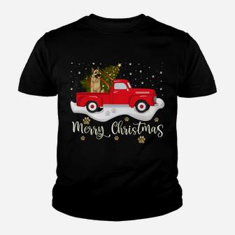 Red Truck Merry Christmas Tree German Shepherd Christmas Youth T-shirt | Crazezy CA