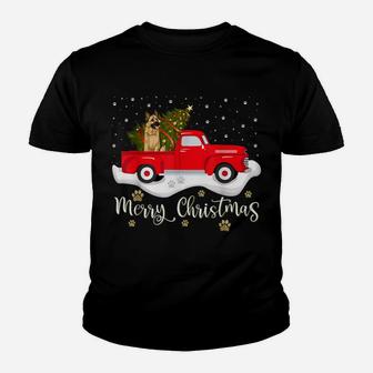 Red Truck Merry Christmas Tree German Shepherd Christmas Youth T-shirt | Crazezy DE