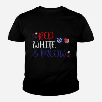 Red White And Meow 4Th Of July Youth T-shirt - Monsterry DE