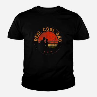 Reel Cool Dad Fishing Daddy Vintage Youth T-shirt | Crazezy