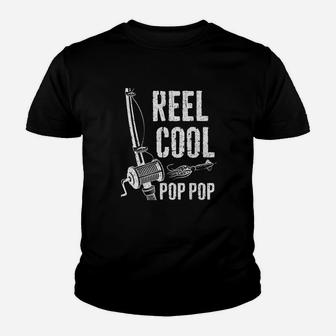 Reel Cool Pop Pop Fishing Fathers Day Gift Youth T-shirt | Crazezy