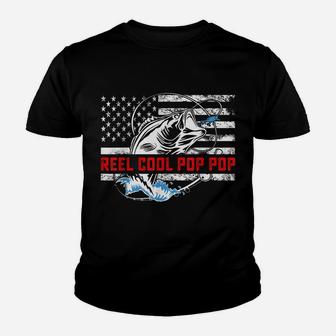 Reel Cool Pop Pop Shirt American Flag Fishing Birthday Gifts Youth T-shirt | Crazezy