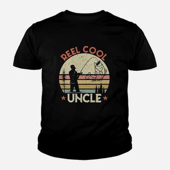 Reel Cool Uncle Vintage Fishing Lover Gift For Uncle Youth T-shirt | Crazezy CA