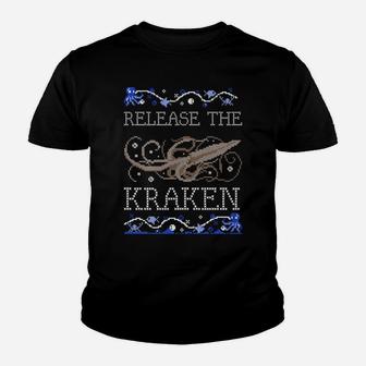 Release The Kraken Funny Ugly Christmas Sweater Design Youth T-shirt | Crazezy DE