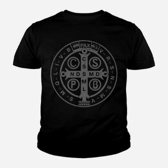 Religious Catholic St Benedict Medal | Christian Gift Youth T-shirt | Crazezy