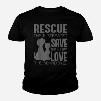 Rescue Save Love Animal Rescue Dog Cat Lovers Cute Gift Youth T-shirt | Crazezy UK