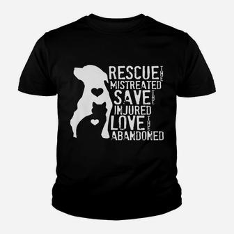 Rescue Save Love Animal Rescue, Dog Lover Cat Lover Hoodie Youth T-shirt | Crazezy UK