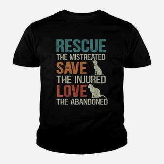 Rescue Save Love Cute Animal Rescue Dog Cat Lovers Tees Youth T-shirt | Crazezy AU