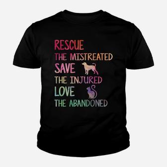 Rescue Save Love Pet Animal Shelter Volunteer Gifts Sleeve Youth T-shirt | Crazezy DE