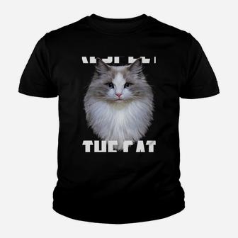 Respect The Cat Feline Lovers Kitten Adorable Kitty Novelty Youth T-shirt | Crazezy CA