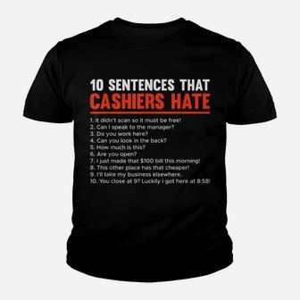 Retail Worker Funny 10 Sentences Cashier Youth T-shirt | Crazezy
