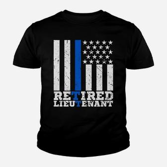 Retired Lieutenant Police Retirement Thin Blue Line Usa Flag Youth T-shirt | Crazezy DE